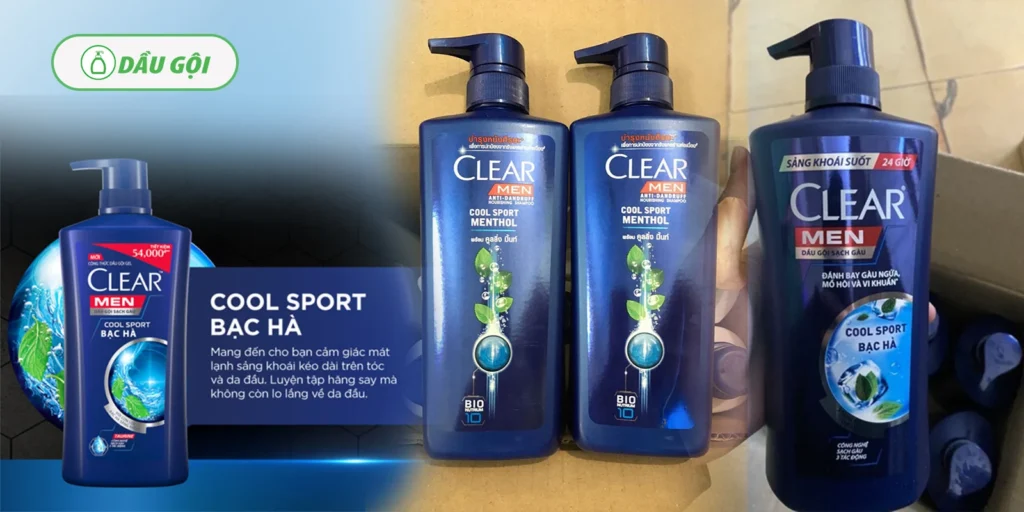 Dầu Gội Clear Men Cool Sport - Loại bỏ bã nhờn và bụi bẩn, mồ hôi